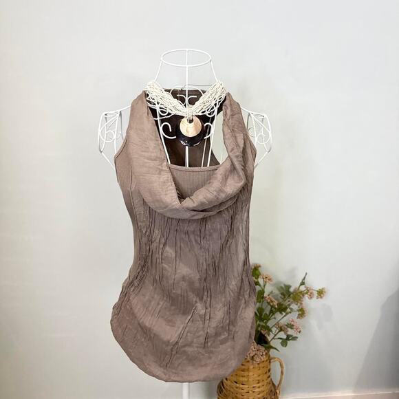 Stunning vintage y2k brown layered cowl neck tank top - Picture 3 of 5